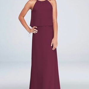 Wine colored junior bridesmaid dress